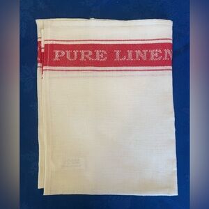 Red and White Linen and Cotton Kitchen Towel